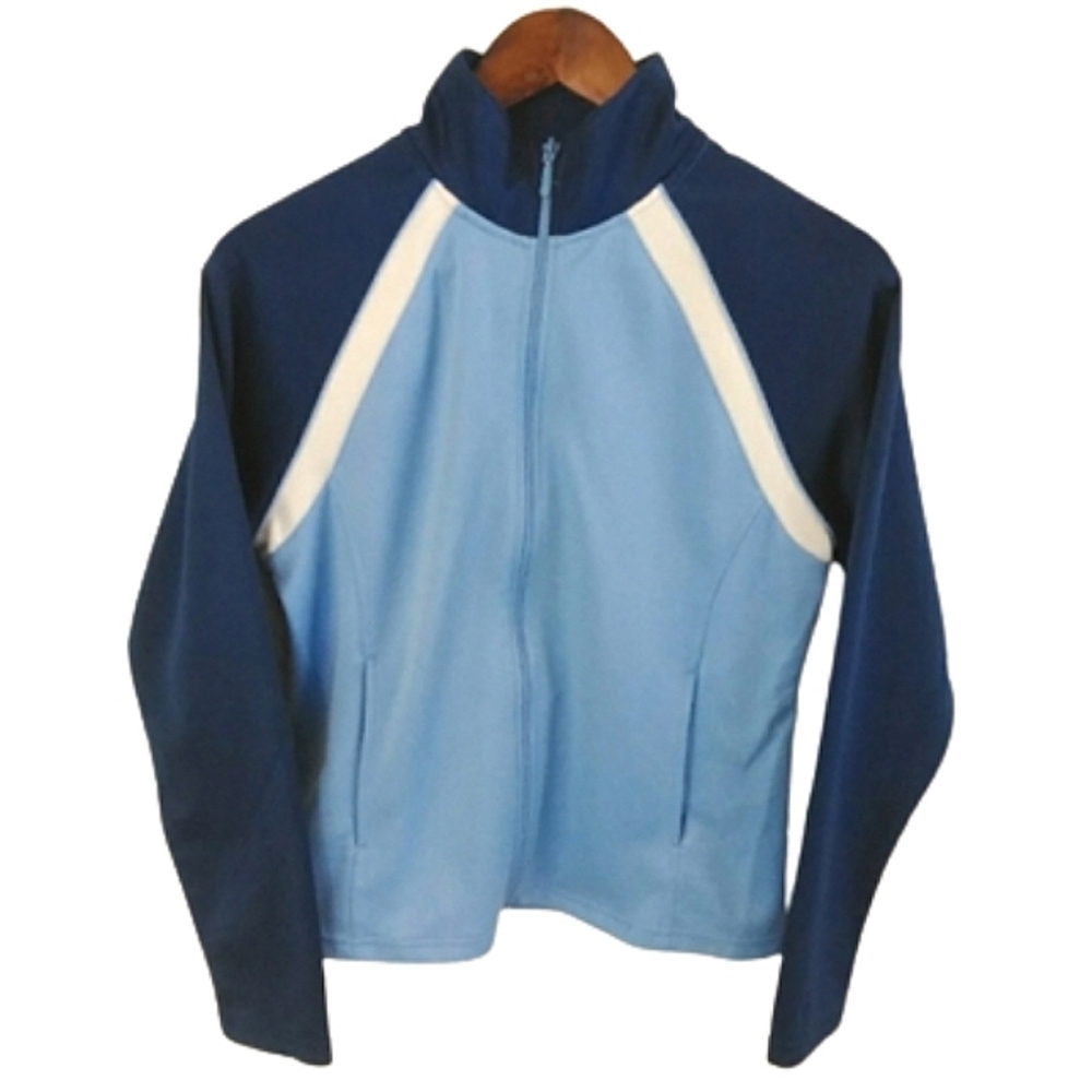 Athletic Works Sportswear Athleisure Active Sporty Storm Blue Zipper Jacket Coat